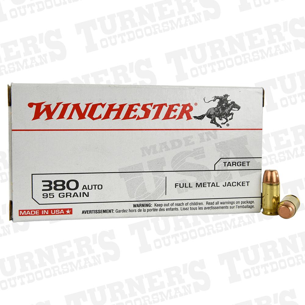  Winchester White Box .380acp 95 Grain Full Metal Jacket 50 Round Box