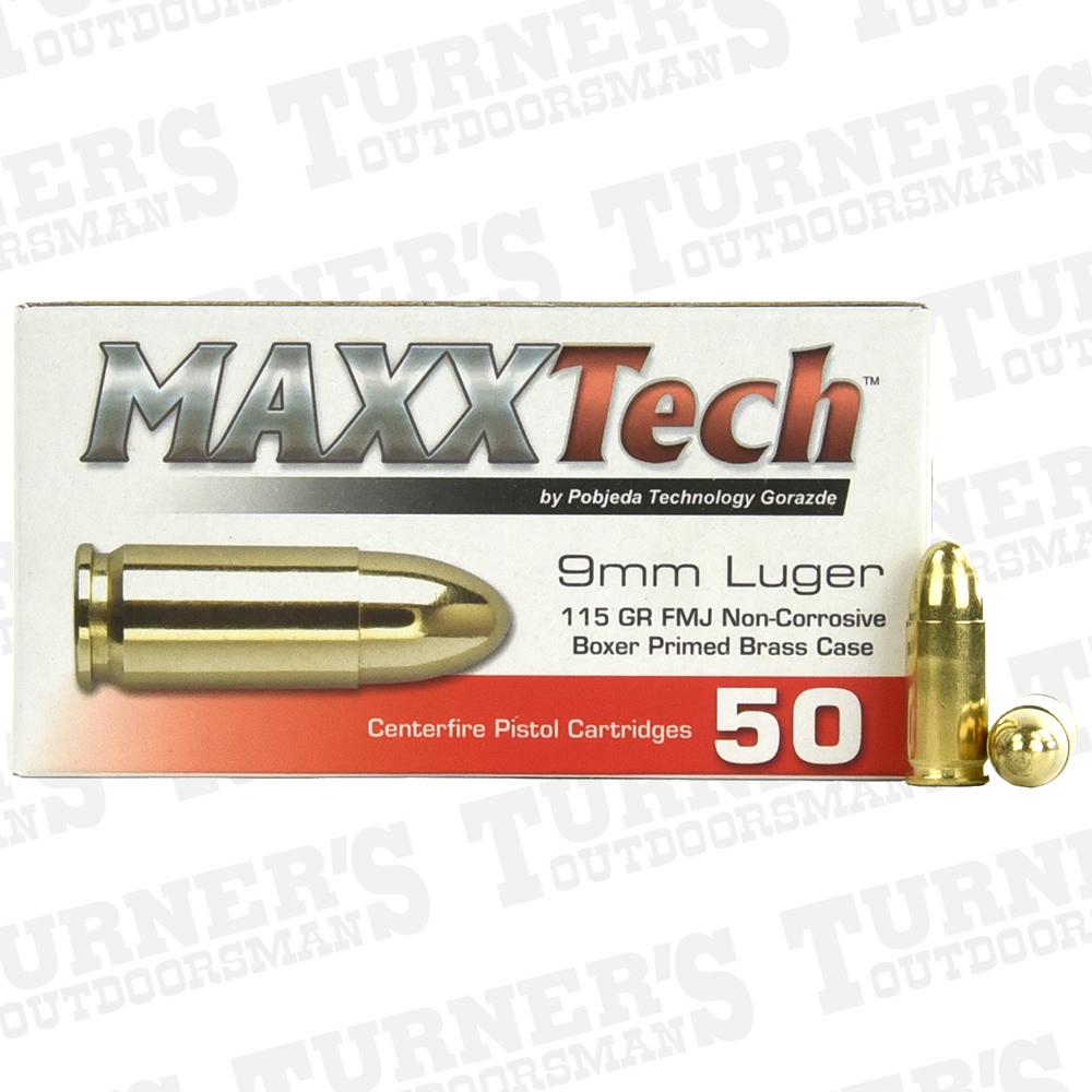  Maxxtech 9mm 115 Grain Fmj 50 Rounds