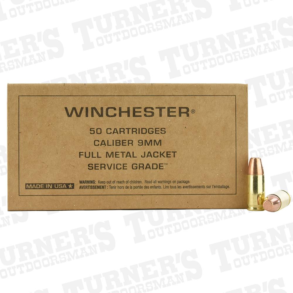  Winchester Service Grade 9mm 115 Grain Fmj 50 Rounds