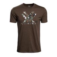 Vortex Camo Logo Short Sleeve T-Shirt, Brown Heather (Item #120-15-BRHXL)