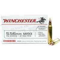 Winchester M193 5.56MM 55 Grain FMJ, 20 Rounds