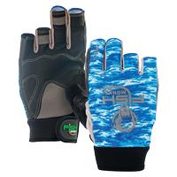 Fish Monkey The Crusher Half Finger Jigging Glove, Blue Water Camo (Item #FM15-BLWTRCAM-L)