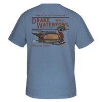 Drake Wood Duck T-Shirt, Silver Lake Blue (Item #DT9540-SLB-2)