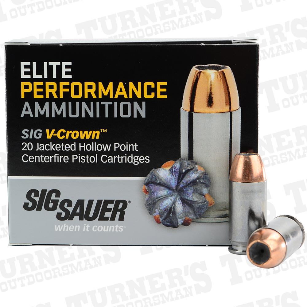  Sig Sauer 9mm 124 Grain V- Crown Jacketed Hollow Point 20 Round Box