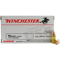 Winchester White Box 9MM 115 Grain Full Metal Jacket 50 Round Box